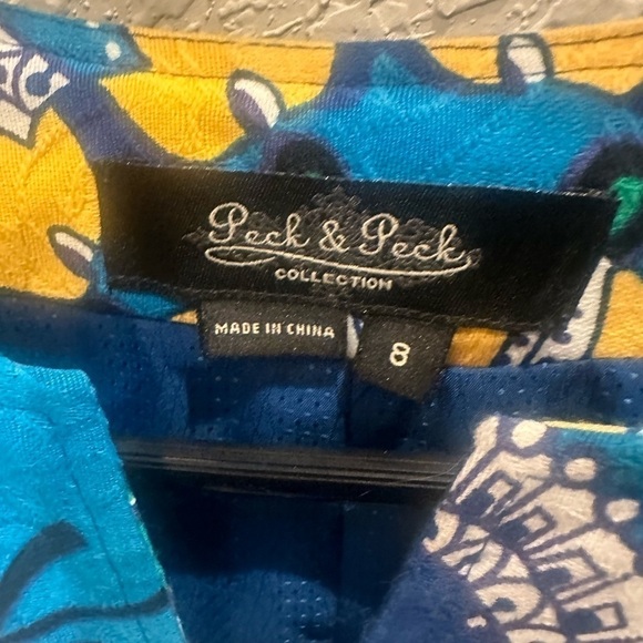 Peck & Peck Multi Colored Paisley Print Blue Jacket Zip Up Size 8 - Picture 3 of 3